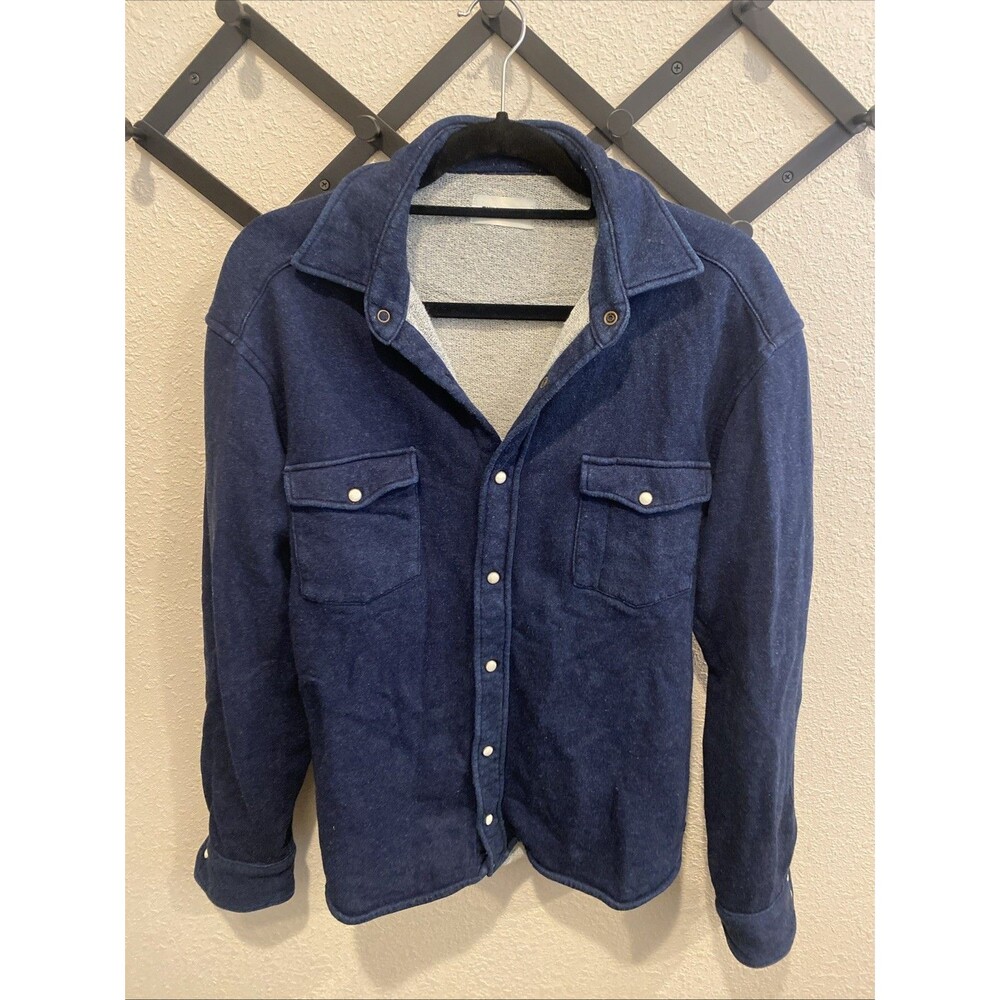 Taylor Stitch Shirt Mens 42 Glacier Indigo Terry Pearl Snap (runs smaller)